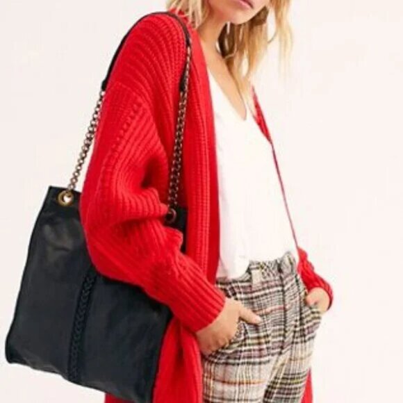 Free People Nightingale Cardi Cardigan NWOT Red Oversized Size Large